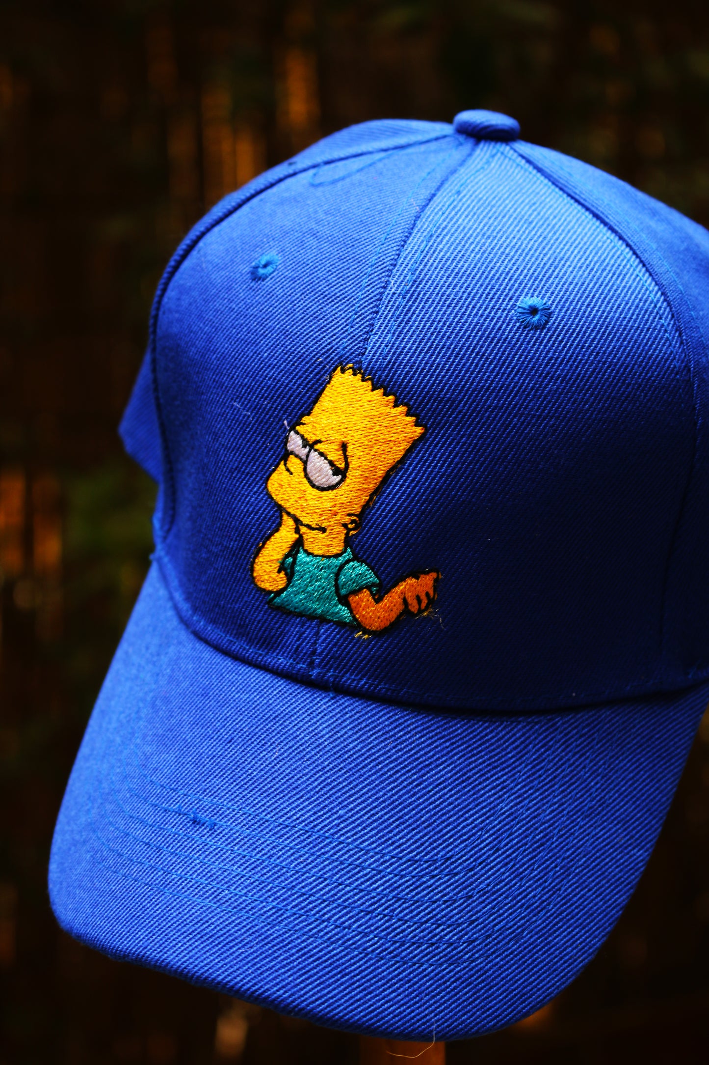 blue simpson cap details