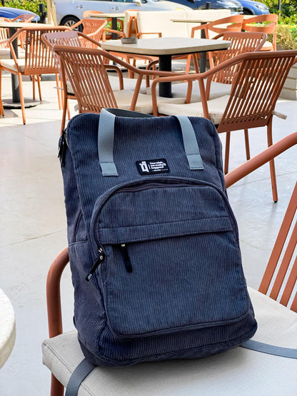 Grey Corduroy Backpack