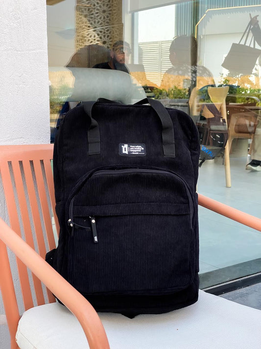 Black Corduroy Backpack