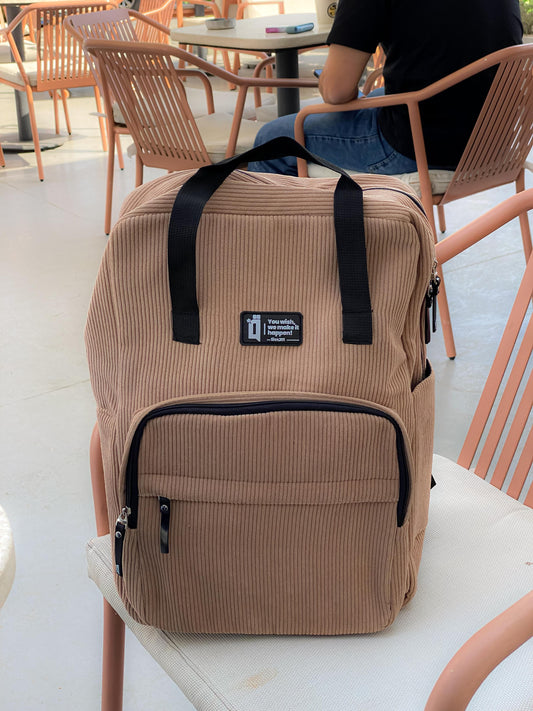 Beige Corduroy Backpack