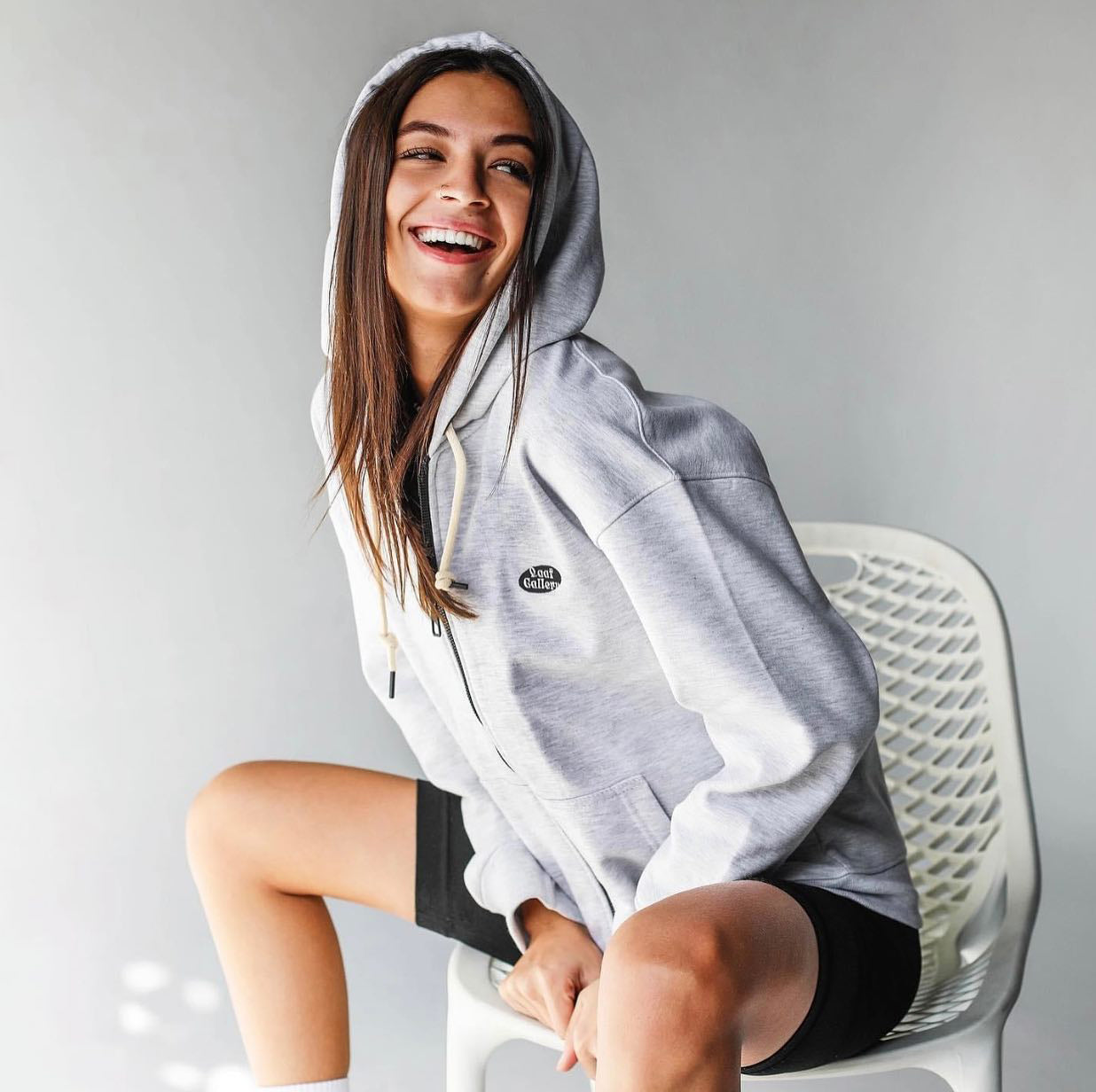 grey basic hoodie front side