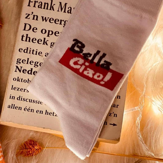 white bella ciao cotton socks