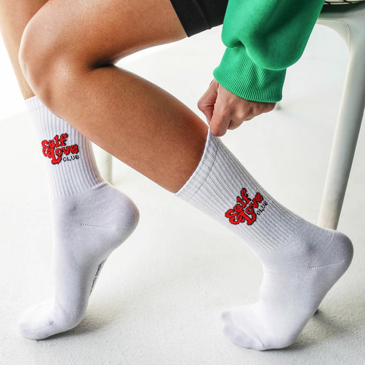 white self love cotton socks